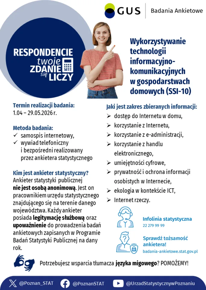 Badanie dotyczące wykorzystania technologii informacyjno-komunikacyjnych w gospodarstwach domowych (SSI-10)