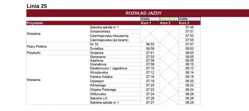 Zmiana rozkładu jazdy linii numer 25 od 15 lipca